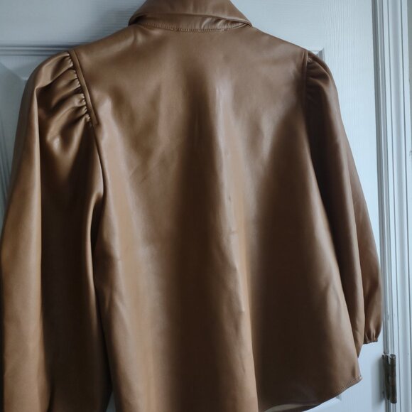 Marc New York - faux leather puff sleeve button down shirt - NWT - size XS - Picture 3 of 10